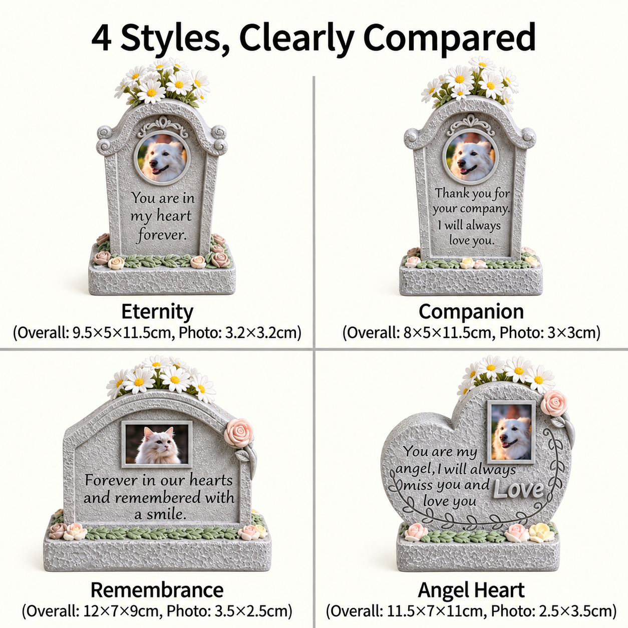 Pet Memorial Stone with Flower Holder and Photo Frame - Image 6